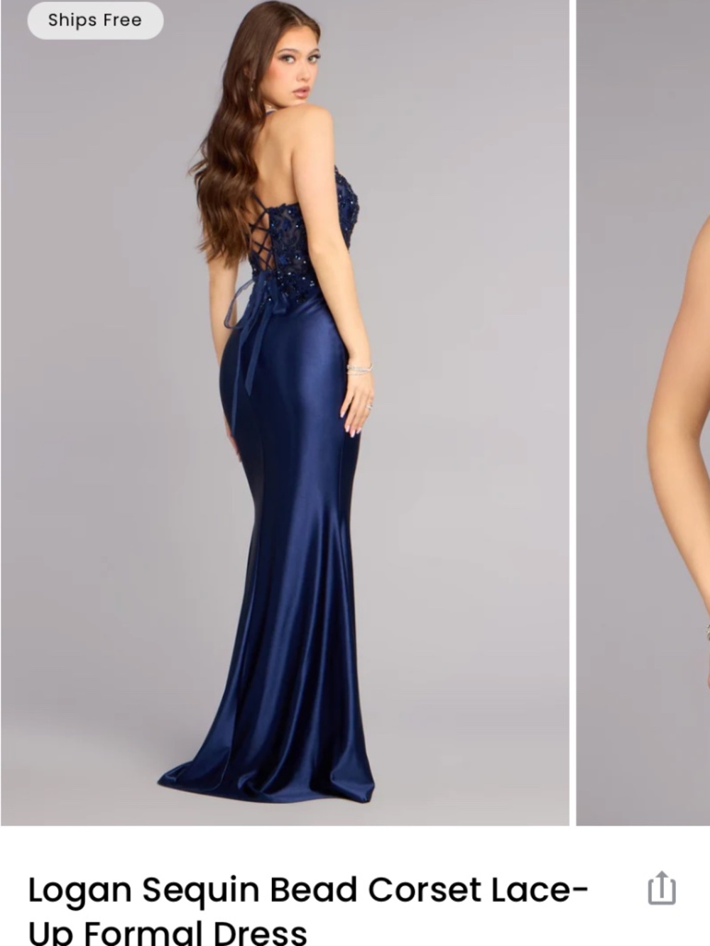 Navy blue prom dress - Picture 3 of 3
